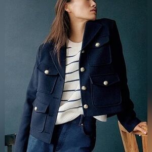 Zara Navy Cropped Jacket